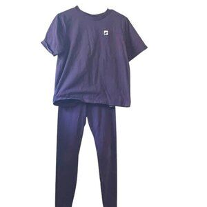 Fila Womens Purple Two-Piece Set T-Shirt & Leggings Size S Cotton Blend